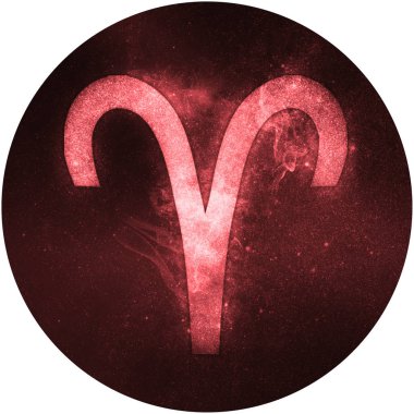 Aries Zodiac işareti beyaz arkaplanda izole