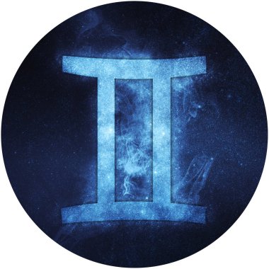 İkizler burcu işareti beyaz arkaplanda izole