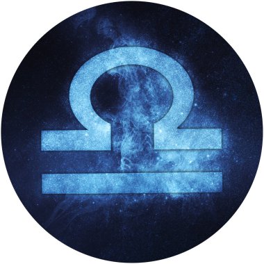 Terazi burcu işareti beyaz arkaplanda izole