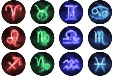 Zodyak düğmeleri imzalar. Burç sembolleri, Astroloji simgeler kümesi 