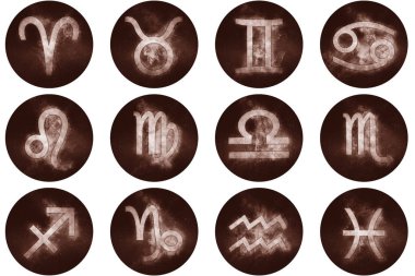 Zodyak düğmeleri imzalar. Burç sembolleri, Astroloji simgeler kümesi 