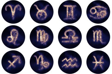 Zodyak düğmeleri imzalar. Burç sembolleri, Astroloji simgeler kümesi 