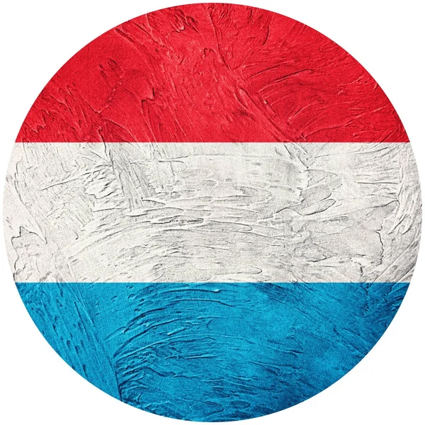 Прапор Люксембургу гранж. Прапор Люксембургу кнопка Isolated на білому — стокове фото
