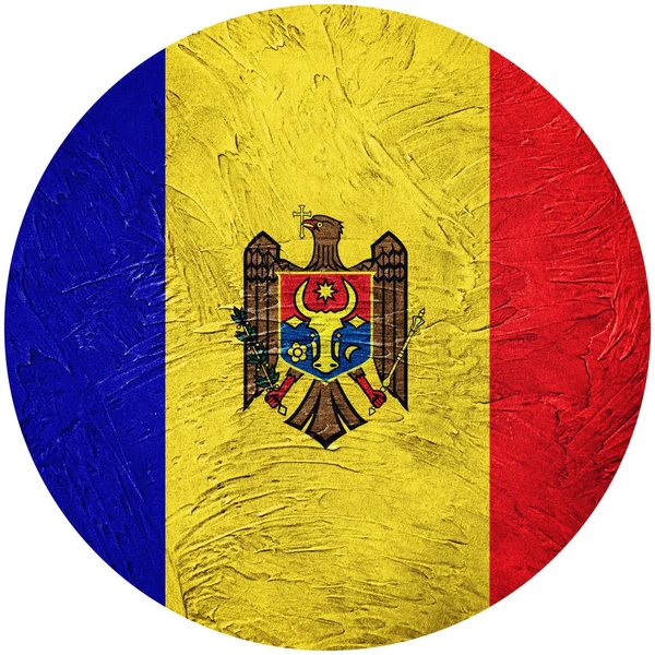 Grunge σημαίας Μολδαβίας. Μολδαβία κουμπί σημαίας απομονωμένη σε λευκό backg — Φωτογραφία Αρχείου