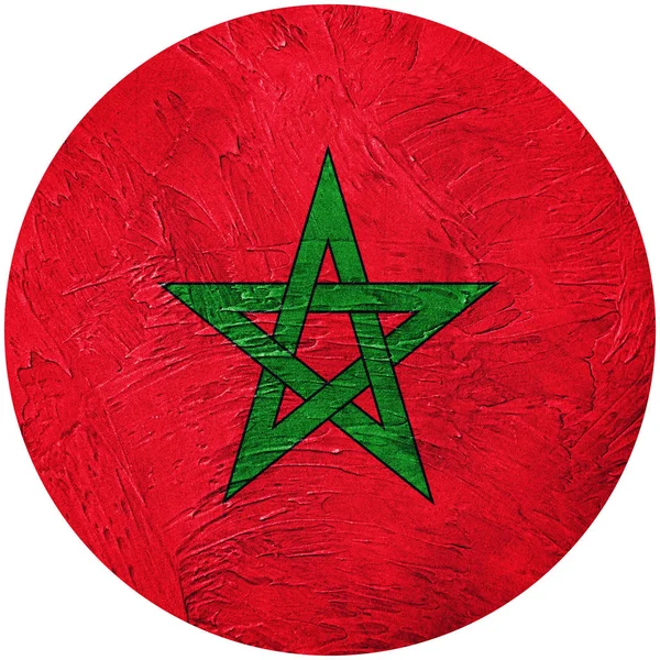 Grunge drapeau du Maroc. Drapeau bouton Maroc Isolé sur fond blanc — Photo