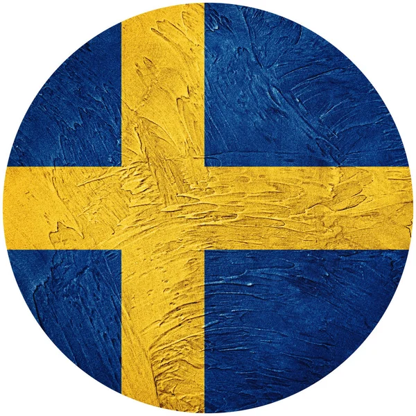 グランジ スウェーデン国旗。スウェーデン ボタン フラグ分離された白い backgro — ストック写真