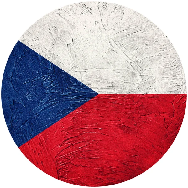 Grunge bandera de la República Checa. Bandera botón República Checa Aislado — Foto de Stock