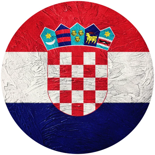 Grunge Croatia flag. Croatian button flag Isolated on white back — Stock Photo, Image