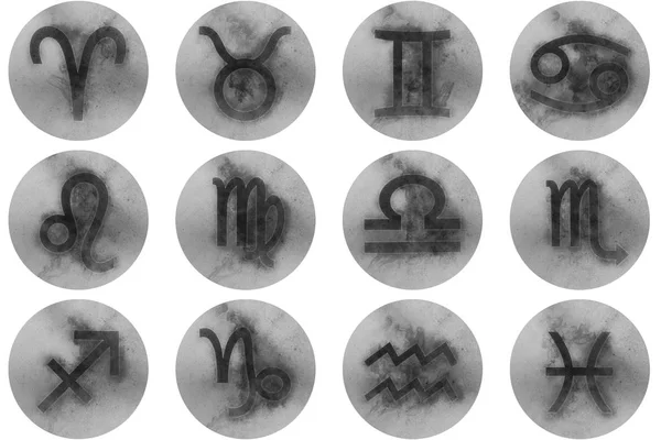 Boutons signes du zodiaque. Ensemble de symboles horoscopiques, icônes astrologiques — Photo