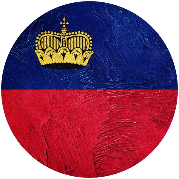 Bandeira Grunge Liechtenstein. Liechtenstein botão bandeira Isolado em — Fotografia de Stock