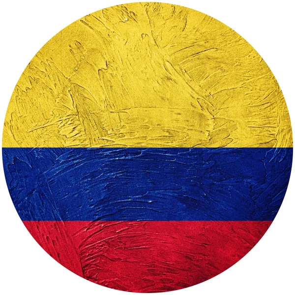 Bandera Grunge Colombia. Bandera botón colombiano Aislado sobre fondo blanco — Foto de Stock