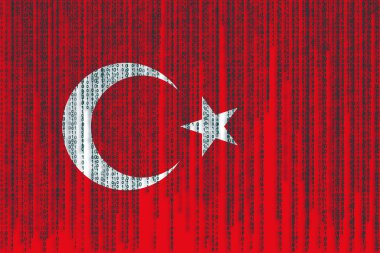 Veri koruma Türkiye bayrak. İkili kod ile Türk bayrağı.