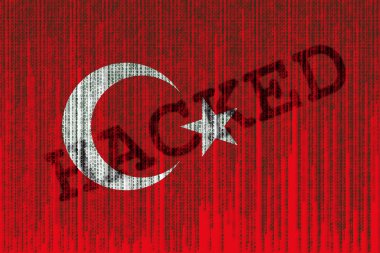 Veri kesmek Türkiye bayrak. İkili kod ile Türk bayrağı.