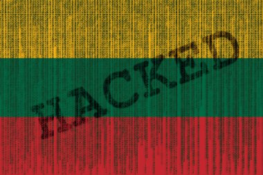 Veri kesmek Litvanya bayrağı. İkili kod ile Litvanya bayrağı.