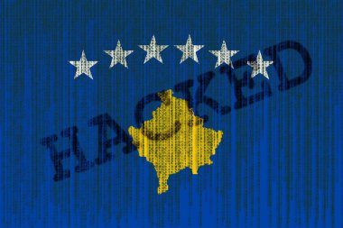 Veri kesmek Kosova bayrağı. İkili kod ile Kosova bayrağı.