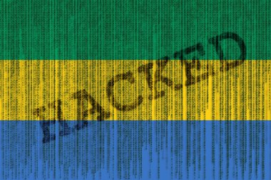 Veri kesmek Gabon bayrak. İkili kod bayrakla Gabon.