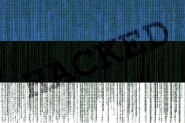 Veri kesmek Estonya bayrağı. İkili kod ile Estonya bayrağı.