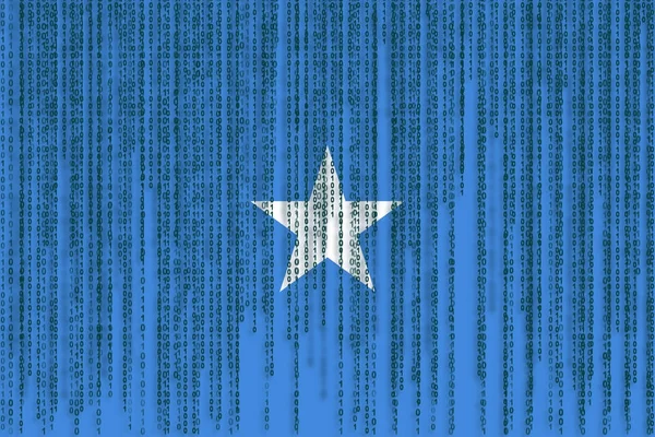 数据保护索马里国旗。索马里国旗与二进制代码. — 图库照片