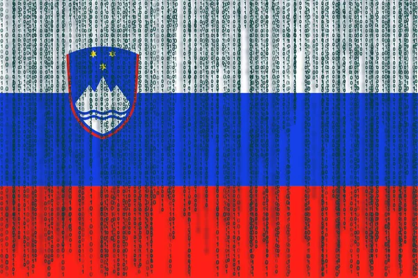 Data protection Slovenia flag. Slovenia flag with binary code.