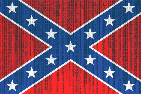 Data protection Confederate flag. Confederation flag with binary — Stock Photo, Image