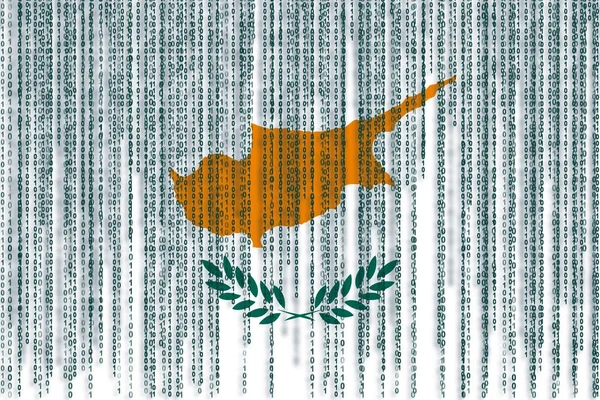 Data protection Cyprus flag. Cyprus flag with binary code.