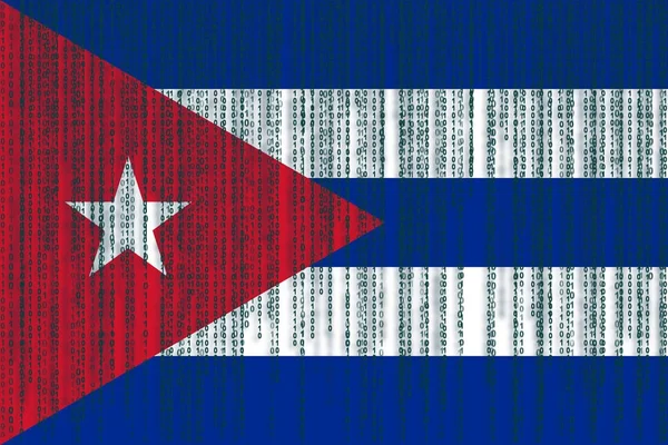 Datenschutz-Flagge. Kubanische Flagge mit Binärcode. — Stockfoto