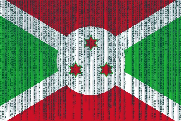 Adatvédelem Burundi zászló. Burundi zászló bináris kóddal. — Stock Fotó