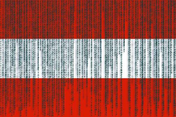 Data protection Austria flag. Austria flag with binary code.