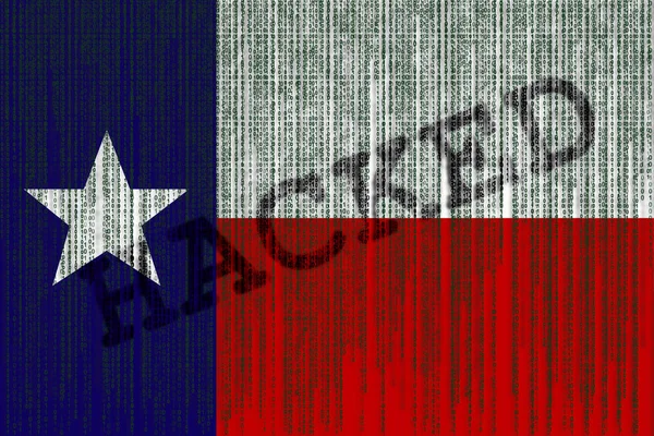 Data Hacked Chile flag. Chilean flag with binary code.