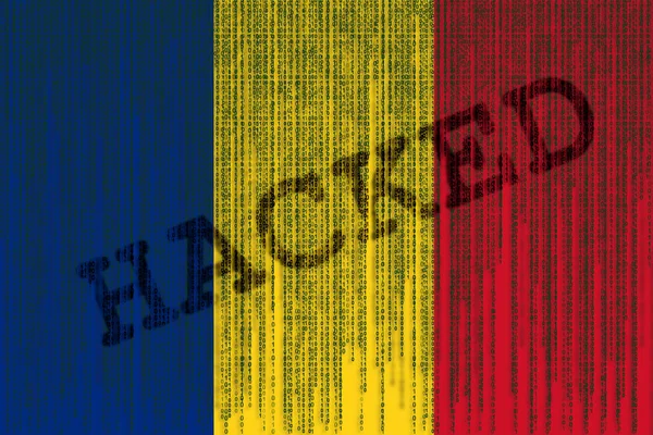 Veri kesmek Romanya bayrağı. İkili kod ile Romanya bayrağı.