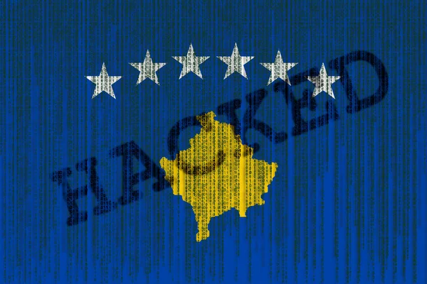 Veri kesmek Kosova bayrağı. İkili kod ile Kosova bayrağı. — Stok fotoğraf