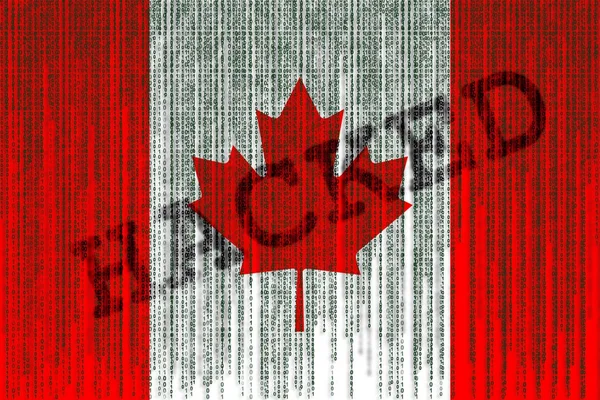 Veri kesmek Kanada bayrağı. İkili kod ile Kanada bayrağı. 