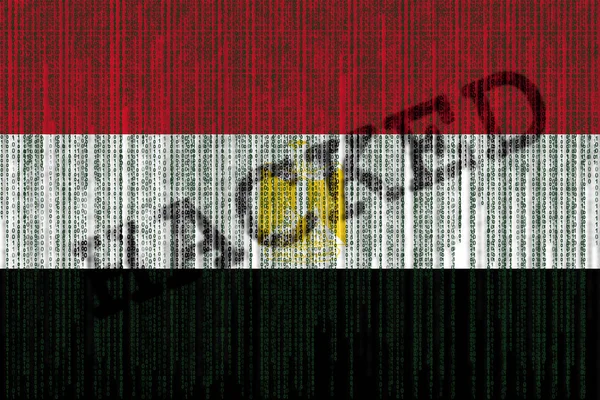 Data Hacked Egypt flag. Egyptian flag with grunge texture.