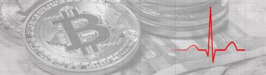 Bitcoin sorun kavramı kalp atışı. Kalp ritmi. 