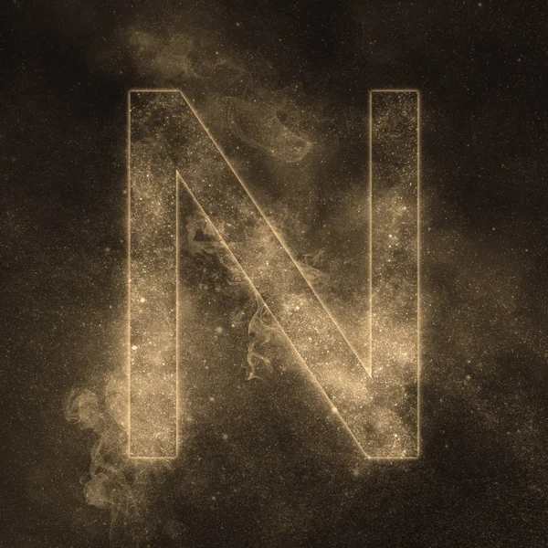 Letter N alphabet symbol. Space Letter, Night Sky Letter.