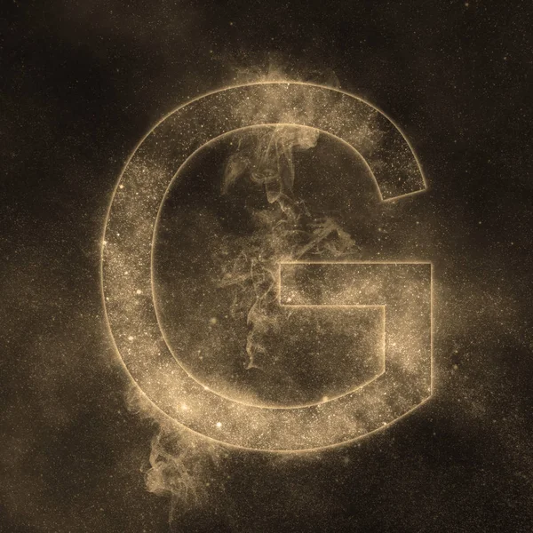 Letter G alphabet symbol. Space Letter, Night Sky Letter.