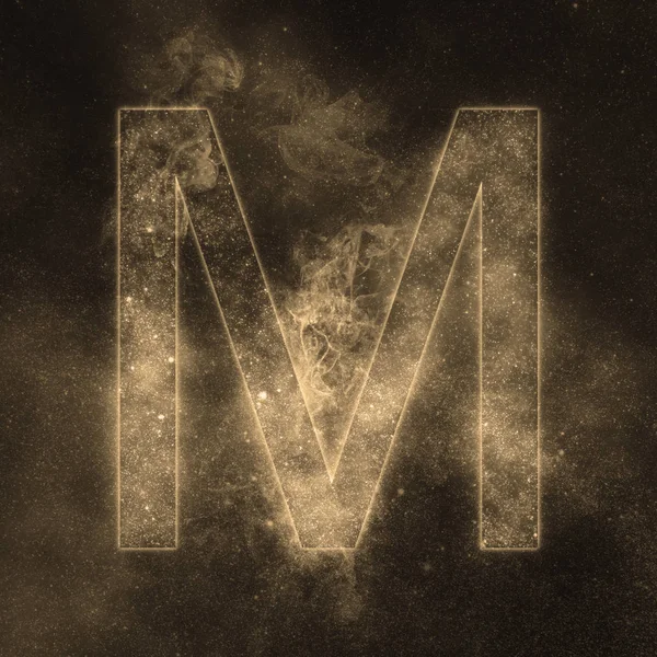 Písmeno M symbol abeceda. Prostor dopis, noční obloha dopis. — Stock fotografie
