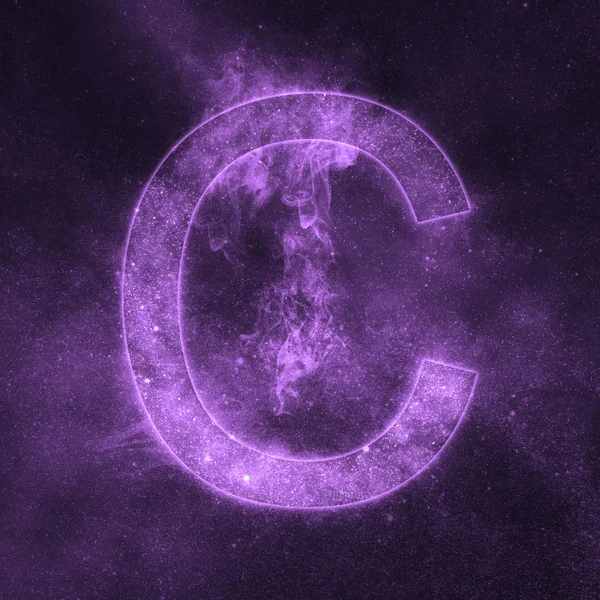 Σύμβολο γράμμα C αλφάβητο. Χώρο επιστολή, επιστολή ουρανό νύχτας. — Φωτογραφία Αρχείου