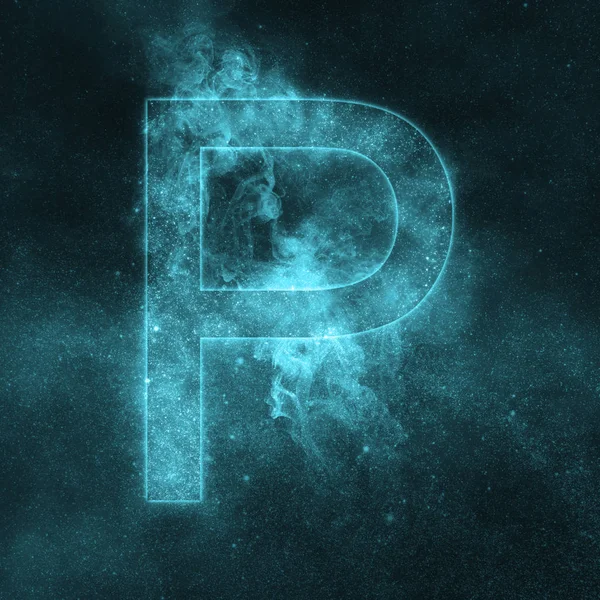 P betű ábécé szimbólum. Hely levelet, éjszakai ég levél. — Stock Fotó