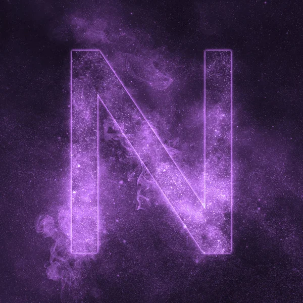 Letter N alphabet symbol. Space Letter, Night Sky Letter. — Stock Photo, Image