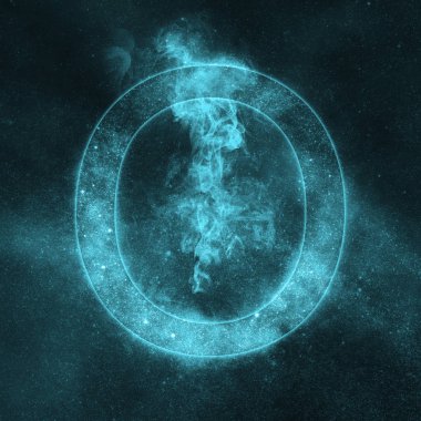 O harfi alfabe sembol. Alan mektup, gece gökyüzü mektup.