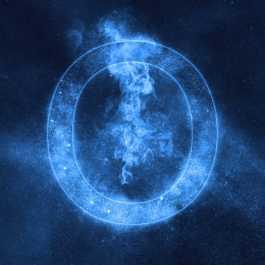 O harfi alfabe sembol. Alan mektup, gece gökyüzü mektup.