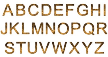 Stilize yıldızlı alfabe. Uzay harfler. Alanı alfabe. Whit üzerinde