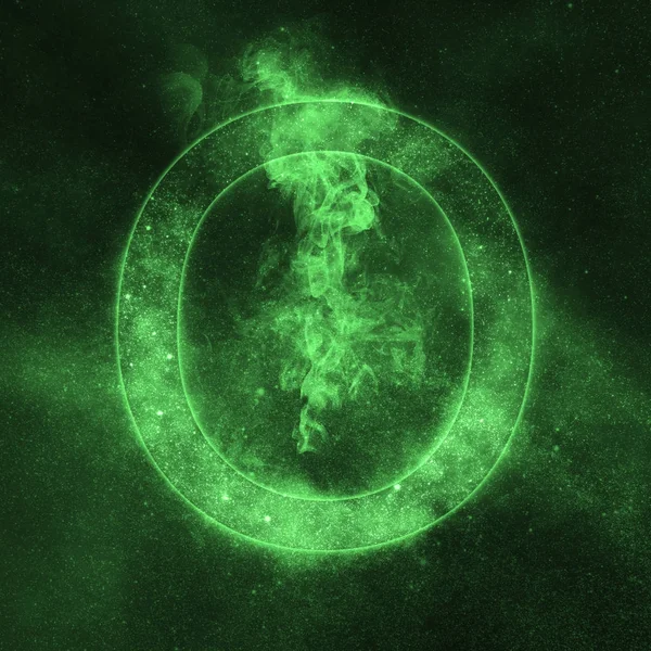 O harfi alfabe sembol. Alan mektup, gece gökyüzü mektup.