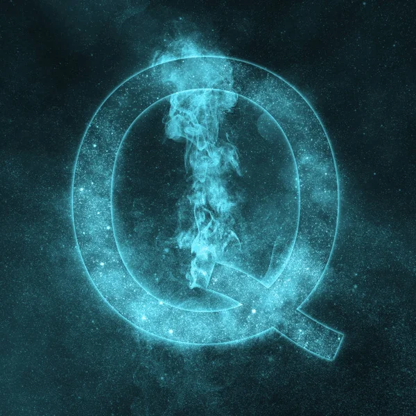 Letter Q alphabet symbol. Space Letter, Night Sky Letter. — Stock Photo, Image