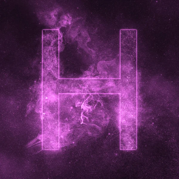 H harfi alfabe sembol. Alan mektup, gece gökyüzü mektup. — Stok fotoğraf