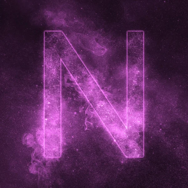 Буква N алфавит символ. Пространственная буква, буква ночного неба . — стоковое фото