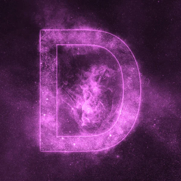 Σύμβολο γράμμα D αλφάβητο. Χώρο επιστολή, επιστολή ουρανό νύχτας. — Φωτογραφία Αρχείου