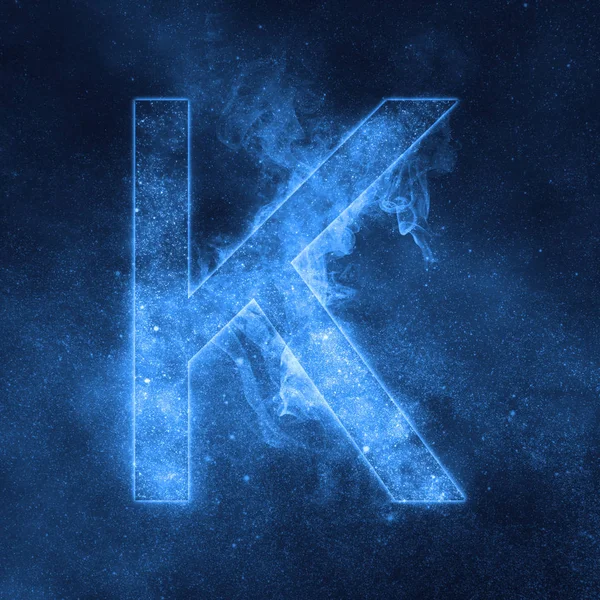 A K betűs ábécé szimbólum. Hely levelet, éjszakai ég levél. — Stock Fotó