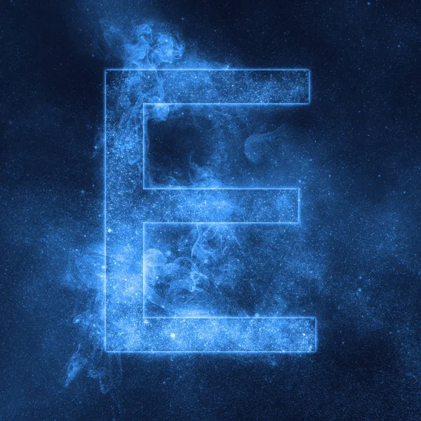 E の文字のアルファベットの記号です。スペース文字、夜空文字. — ストック写真
